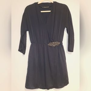 ✨️Any 3 for $15✨️ Zara Woman's XS Navy Wrap Mini Dress with Embellishment